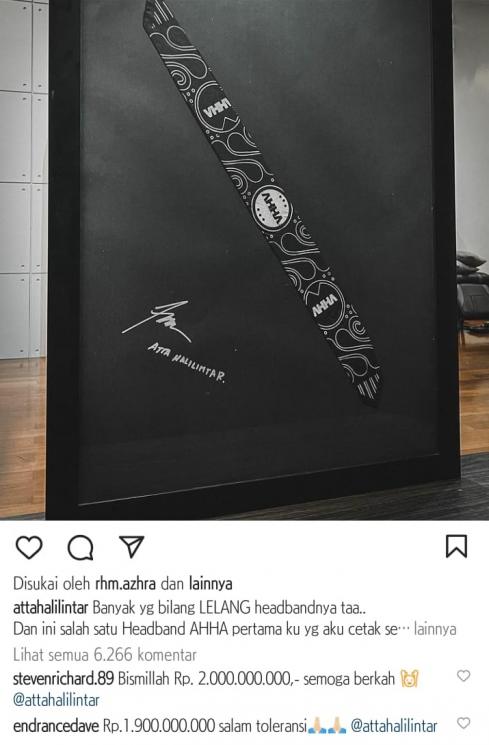 Headband Atta Halilintar ditawar miliaran. (Instagram)