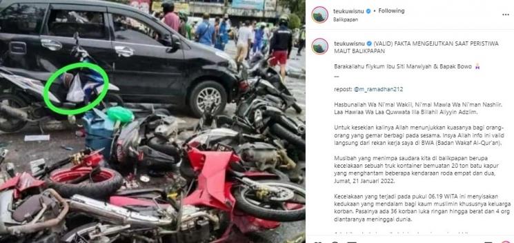 Teuku Wisnu ungkap keajaiban saat kecelakaan maut di Balikpapan. (Instagram/@teukuwisnu)