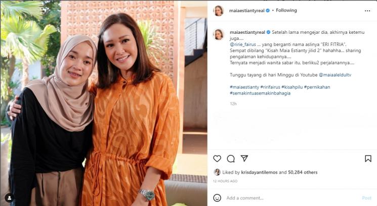 Ririe Fairus dan Maia Estianty. (Instagram/maiaestiantyreal)