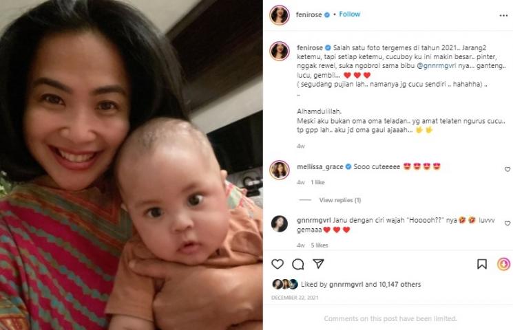 Feni Rose momong cucu. (Instagram/@fenirose)