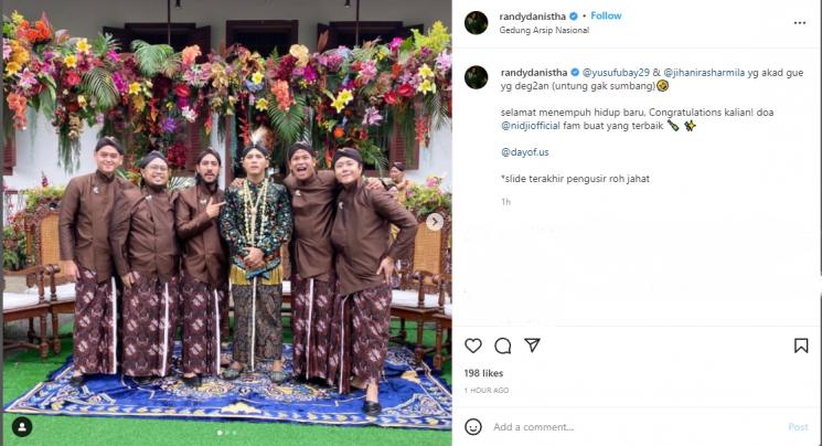 Muhammad Yusuf Nur Ubay atau Ubay Nidji resmi menikah dengan Sara. (Instagram/randydanistha)