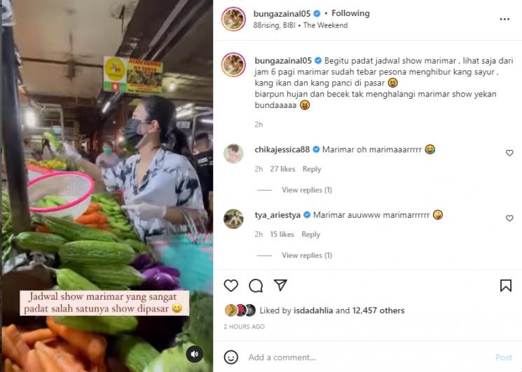 Bunga Zainal belanja ke pasar. (Instagram/bungazainal05)