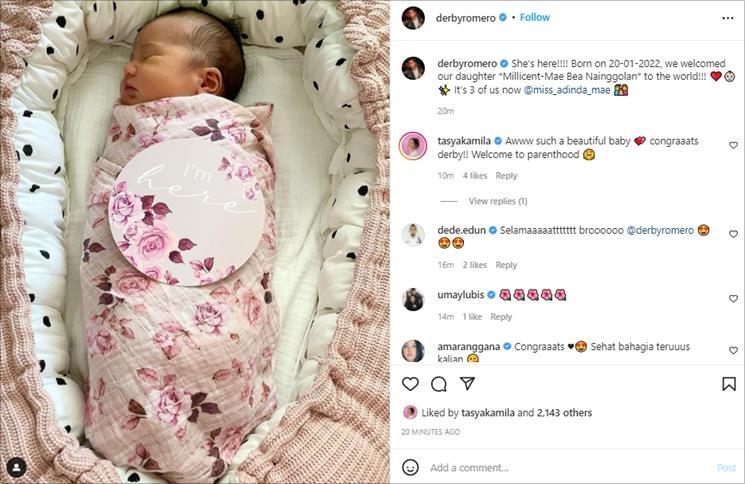 Derby Romero dikaruniai anak pertama. (Instagram/@derbyromero)