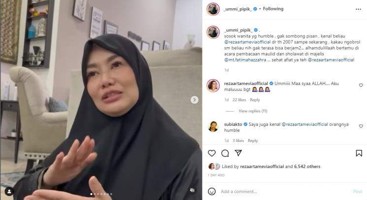 Reza Artamevia datang ke pengajian Umi Pipik (Instagram/_ummi_pipik_)