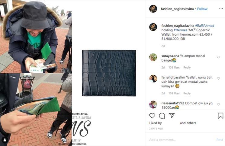 Harga dompet mewah Raffi Ahmad. (Instagram/@fashion_nagitaslavina)