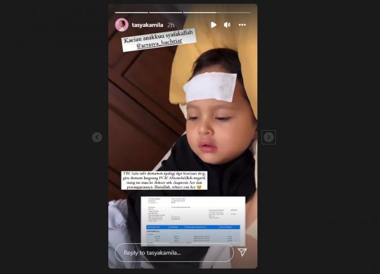 Tasya Kamila mengabarkan bahwa anaknya, Arrasya Wardhana Bachtiar sakit. (Instagram/tasyakamila)
