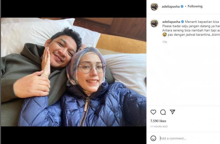 Pasha Ungu dan Adelia Pasha. (Instagram/adeliapasha)