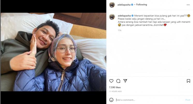 Pasha Ungu dan Adelia Pasha. (Instagram/adeliapasha)