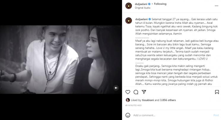 Dul Jaelani rayakan hari jadian dengan Tissa Biani. (Instagram/duljaelani)