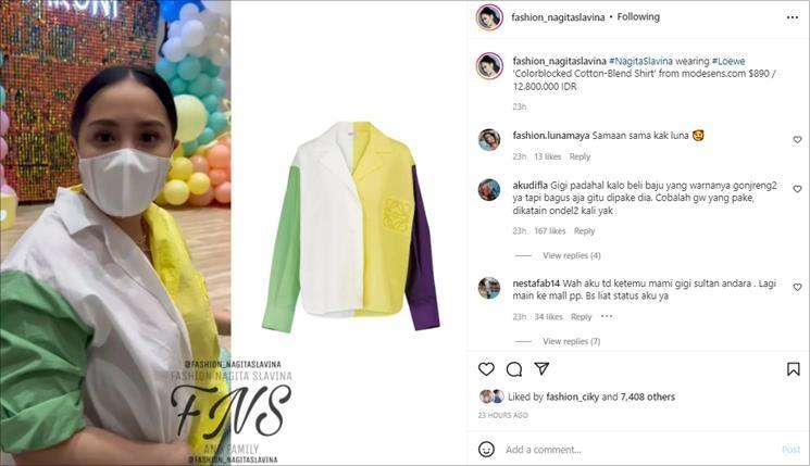 Baju Nagita Slavina di acara ulang tahun Aruni. (Instagram/@fashion_nagitaslavina)