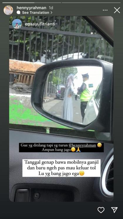 Henny Rahman ditilang polisi. (Instagram/hennyyrahman)