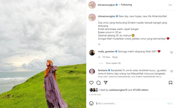 Shireen Sungkar ulang tahun ke-30. (Instagram/shireensungkar)