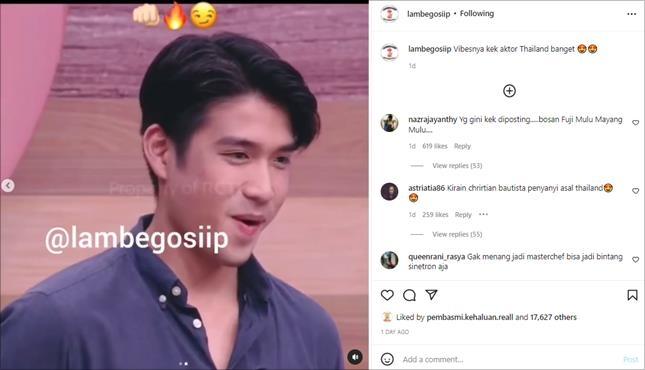 Victor Agustino, Finalis MasterChef Indonesia. (Instagram/@lambegosiip)