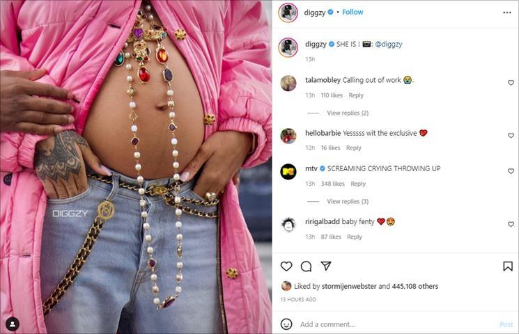 Baby bump Rihanna. (Instagram/@diggzy)
