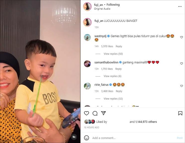 Penampilan Gala Sky usai potong rambut bareng Fuji. (Instagram/@fuji_an)