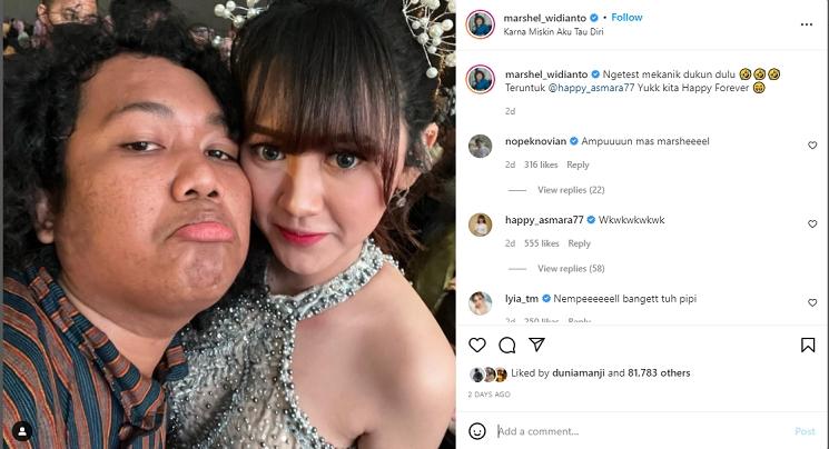 Marshel Widianto dan Happy Asmara. (Instagram/marshel_widianto)