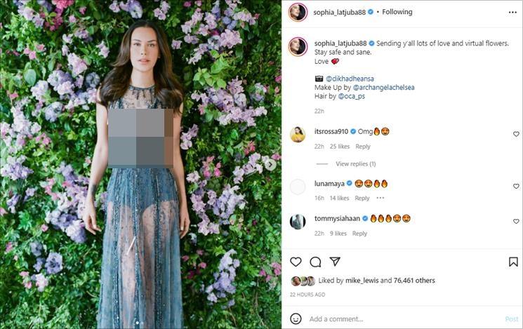 Sophia Latjuba tampil elegan dalam balutan baju transparan. (Instagram/@sophia_latjuba88)