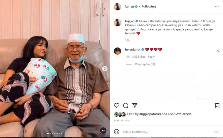 Fuji bertemu dengan kakeknya. (Instagram/fuji_an)