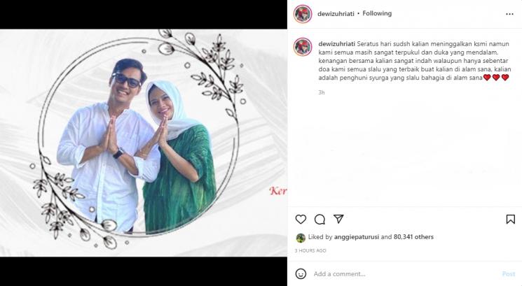 Dewi Zuhriati memperingati 100 hari meninggalnya Vanessa Angel dan Bibi Ardiansyah. (Instagram/dewizuhriati)