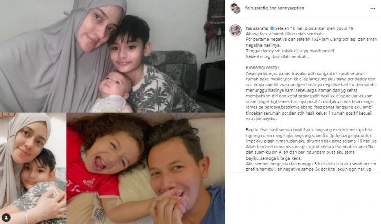 Fairuz A Rafiq beberkan suami dan anak-anak positif Covid-19. (Instagram/@fairuzarafiq)