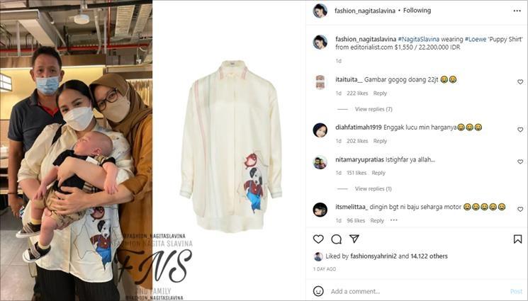 Baju Nagita Slavina di acara ultah adik, Gavrel. (Instagram/@fashion_nagitaslavina)