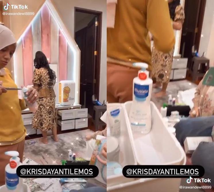 Produk perawatan bayi Aurel Hermansyah dan Atta Halilintar curi perhatian. (TikTok/@irawandewi8899)