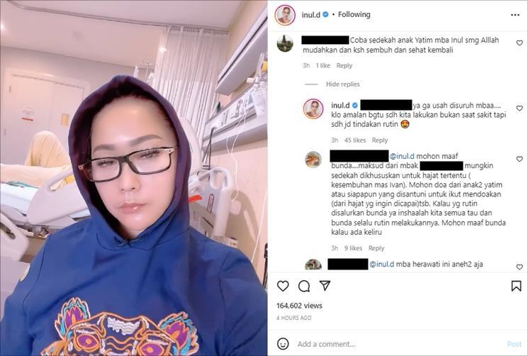 Inul Daratista balas netizen. (Instagram/@inul.d)
