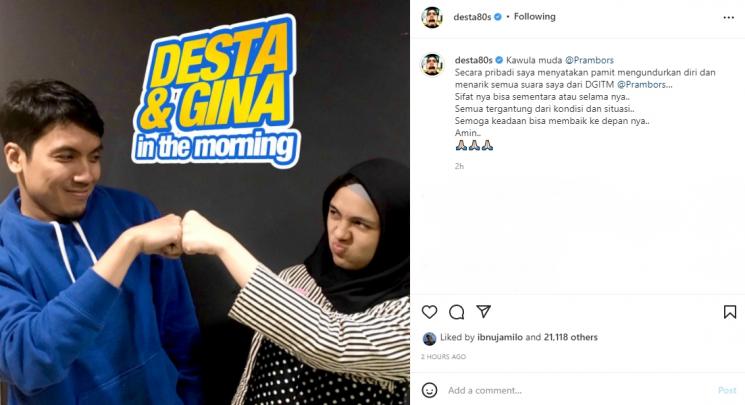 Desta mundur dari penyiar radio. (Instagram/desta80s)