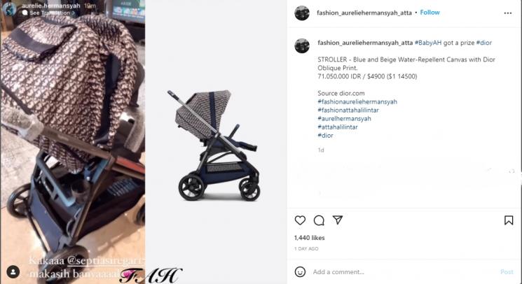 Anak Aurel Hermansyah dan Atta Halilintar dapat stroller mewah. (Instagram/fashion_aureliehermansyah_atta)