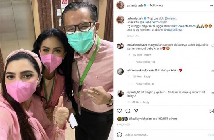 Ashanty pamer momen jelang persalinan Aurel Hermansyah. (Instagram/@ashanty_ash)