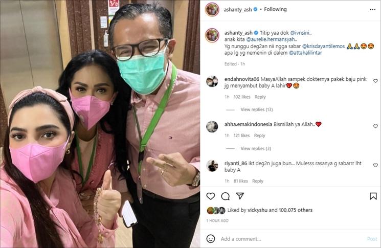 Ashanty pamer momen jelang persalinan Aurel Hermansyah. (Instagram/@ashanty_ash)