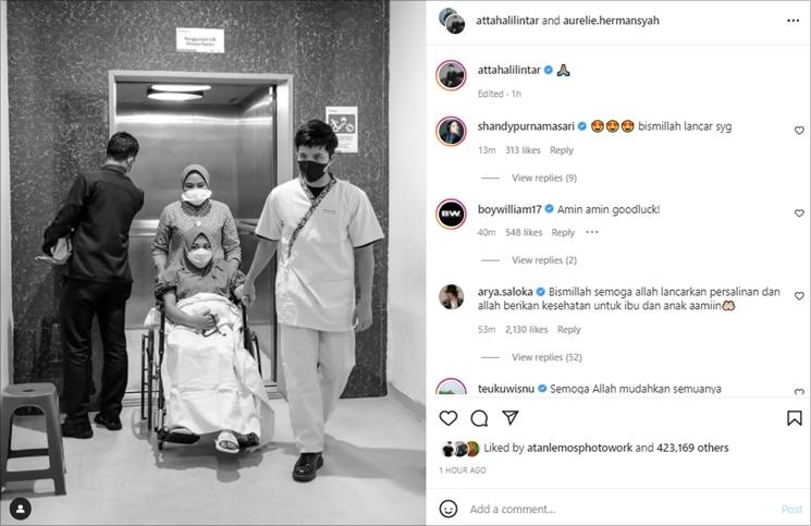 Atta Halilintar dampingi Aurel Hermansyah lahiran. (Instagram/@attahalilintar)