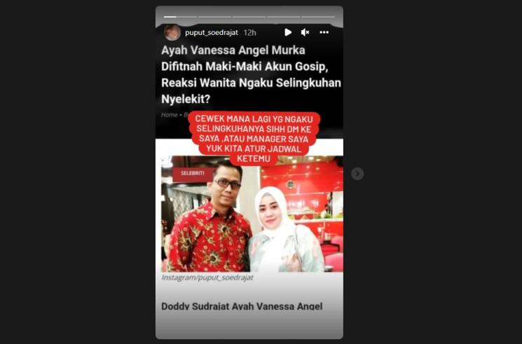 Puput Sudrajat tantang wanita yang mengaku selingkuhan Doddy Sudrajat. (Instagram/puput_soedrajat)