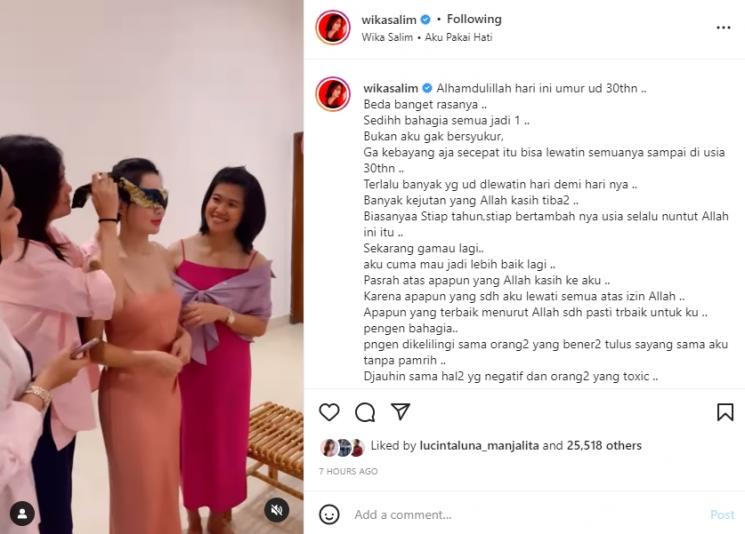 Wika Salim ulang tahun. (Instagram/wikasalim)