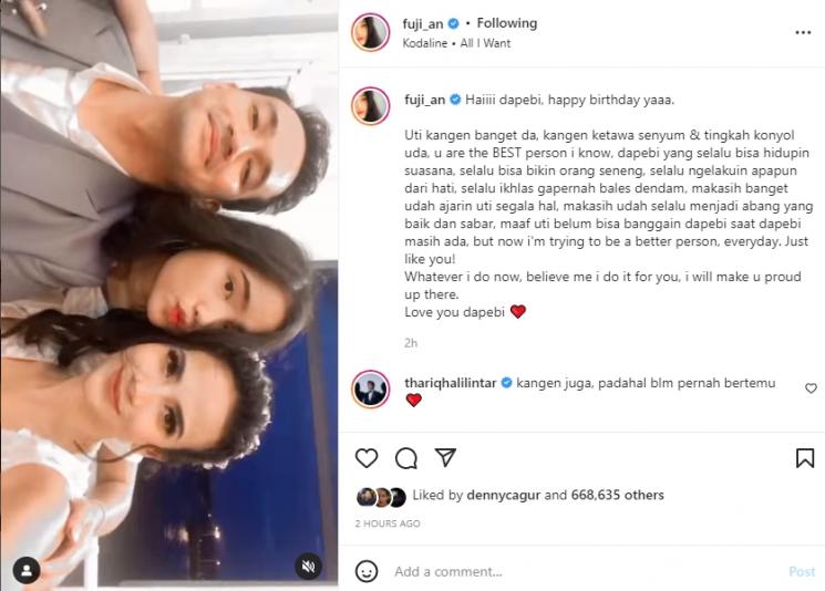 Fuji Rindu Pada Bibi Ardiansyah. (Instagram/fuji_an)