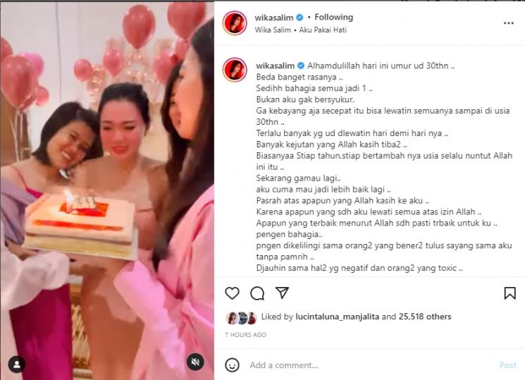 Wika Salim ulang tahun. (Instagram/wikasalim)