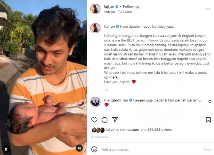 Fuji Rindu Pada Bibi Ardiansyah. (Instagram/fuji_an)