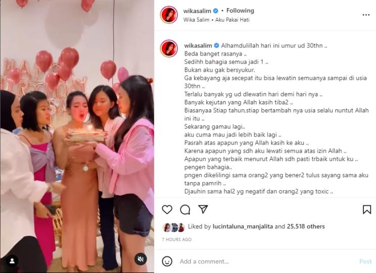 Wika Salim ulang tahun. (Instagram/wikasalim)