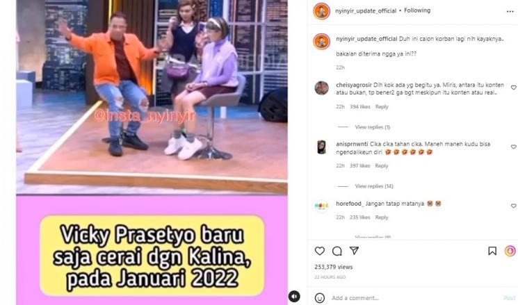 Vicky Prasetyo lamar Chika Jessica. (Instagram)