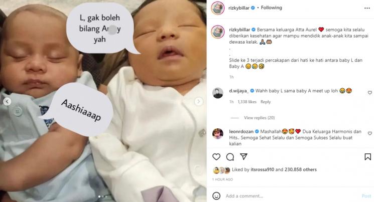 Anak Lesti Kejora dan Aurel Hermansyah akhirnya bertemu. (Instagram/rizkybillar)