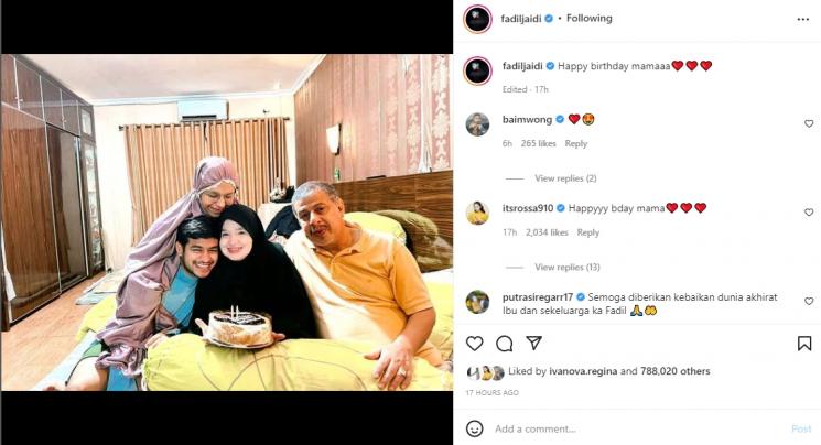 Fadil Jaidi rayakan ulang tahun ibu. (Instagram/fadiljaidi)