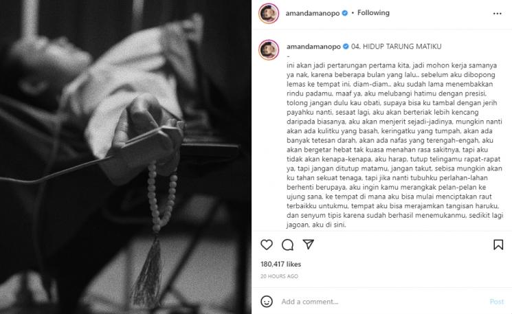 Amanda Manopo dan Arya Saloka pamer foto bayi. (Instagram/amandamanopo)