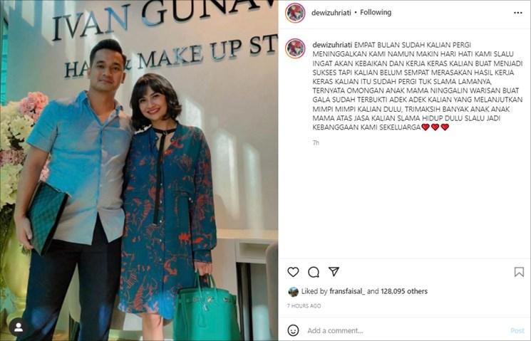 Unggahan ibu Bibi Ardiansyah. (Instagram/@dewizuhriati)