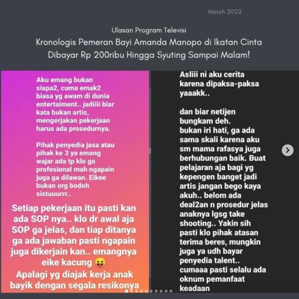 Viral seorang ibu curhat bayinya diajak syuting Ikatan Cinta. (Instagram/dunia_tv)