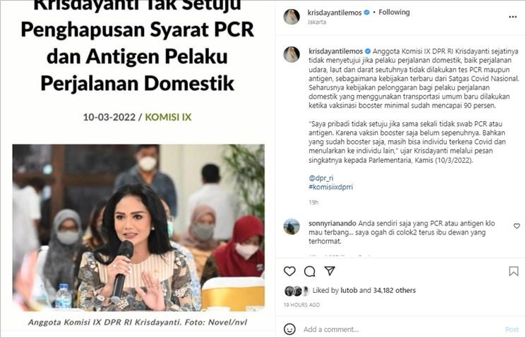 Unggahan Krisdayanti. (Instagram/@krisdayantilemos)