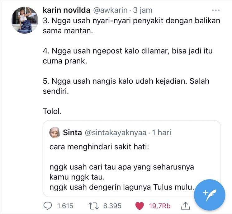 Awkarin curhat galau. (Twitter/@awkarin)
