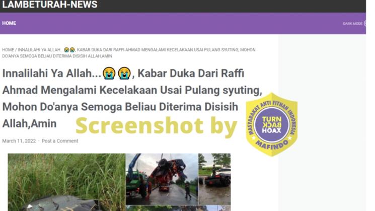 Postingan soal Raffi Ahmad [turnbackhoax]