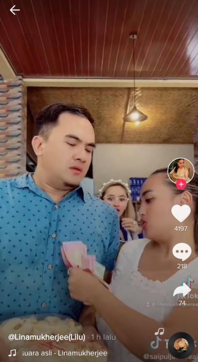Kemesraan Saipul Jamil dan Lina Mukherjee (TikTok/linamukherjee_lilu)