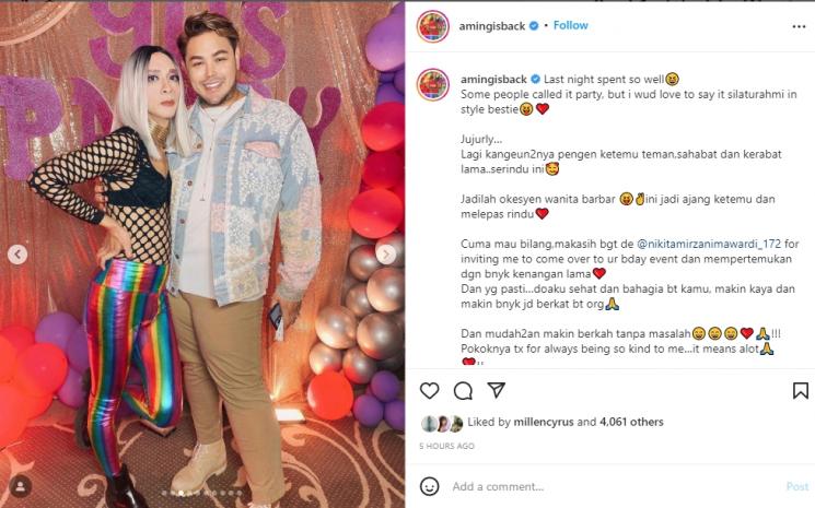 Aming di pesta ulang tahun Nikita Mirzani. (Instagram/amingisback)