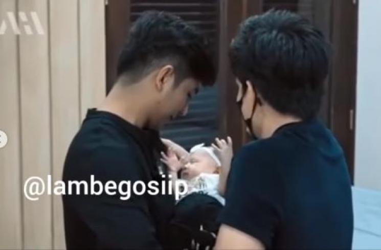 Teuku Ryan gendong Baby Ameena (instagram/@lambegosiip)